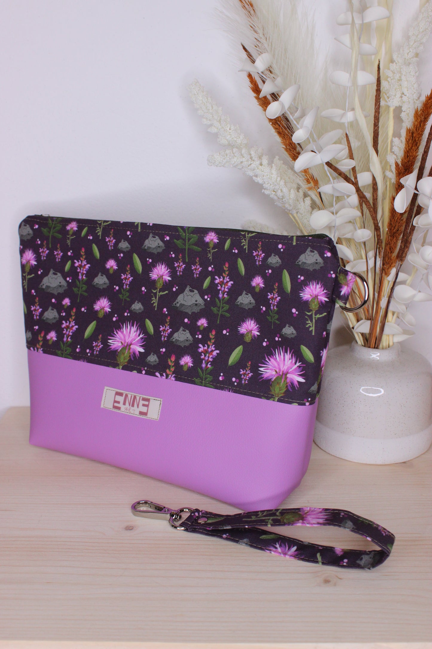 Pochette in cotone e similpelle