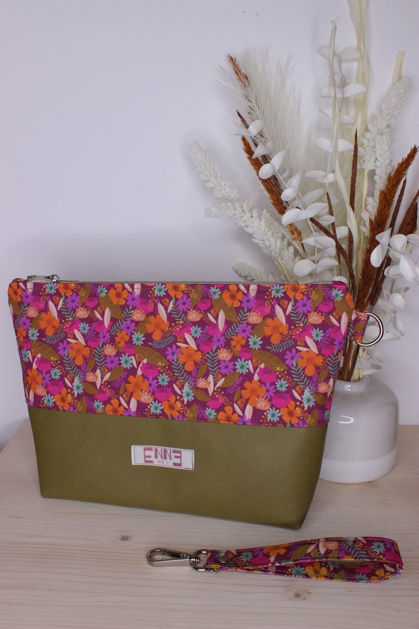 Pochette in cotone e similpelle