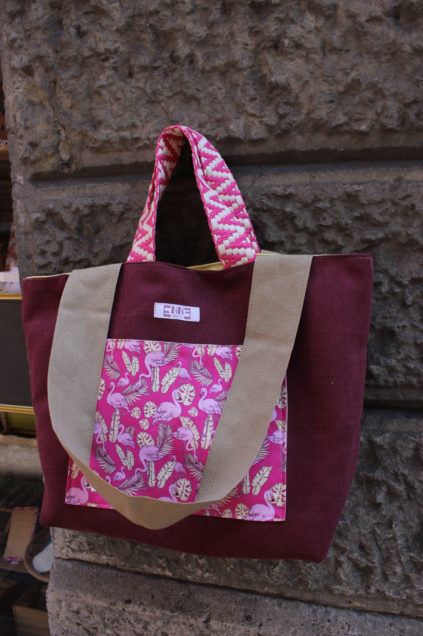 Borsa mare reversibile - flamingo fucsia