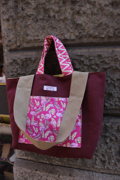 Borsa mare reversibile - flamingo fucsia