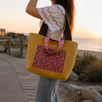 Borsa mare reversibile - campo fiorito