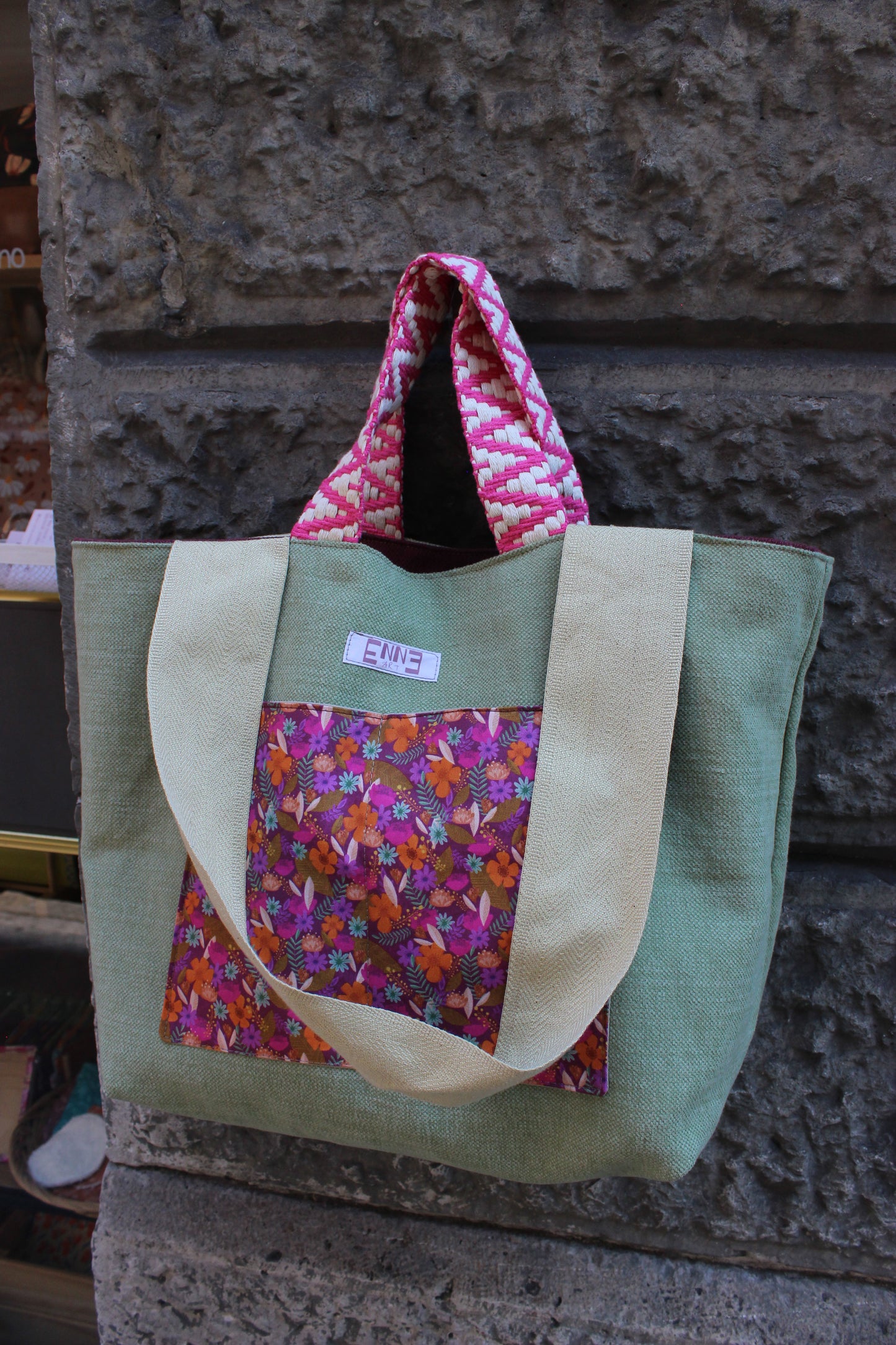 Borsa mare reversibile - campo fiorito