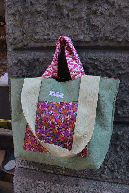 Borsa mare reversibile - campo fiorito