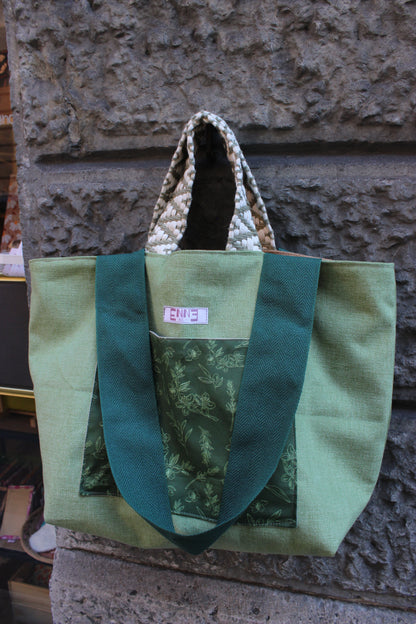 Borsa mare reversibile - giardino mediterraneo
