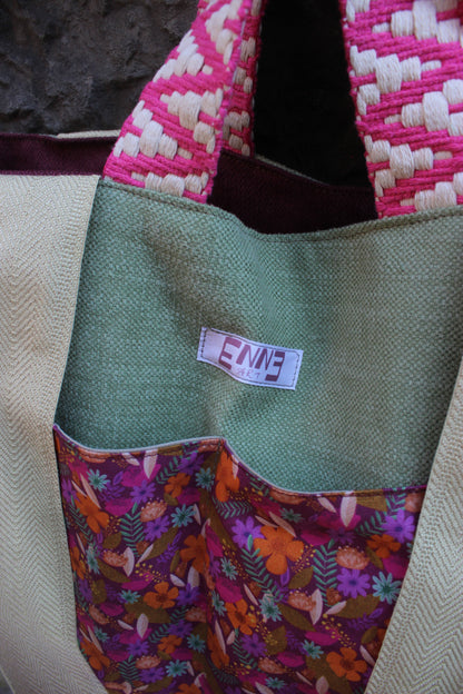 Borsa mare reversibile - campo fiorito