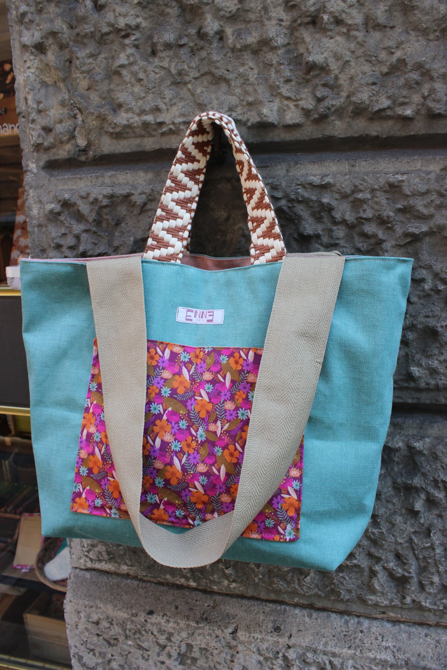 Borsa mare reversibile - campo fiorito
