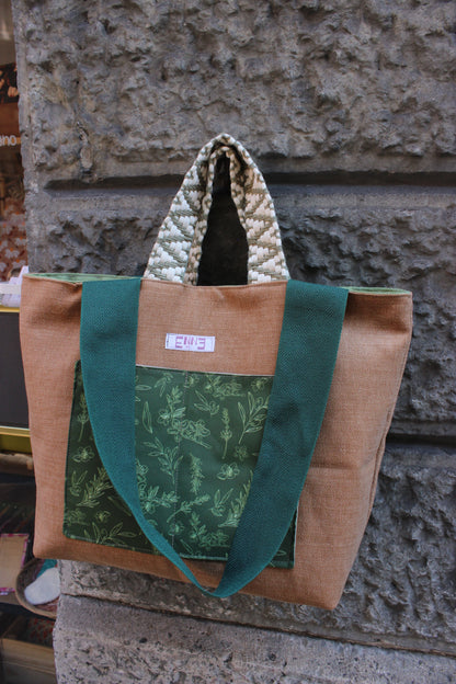 Borsa mare reversibile - giardino mediterraneo