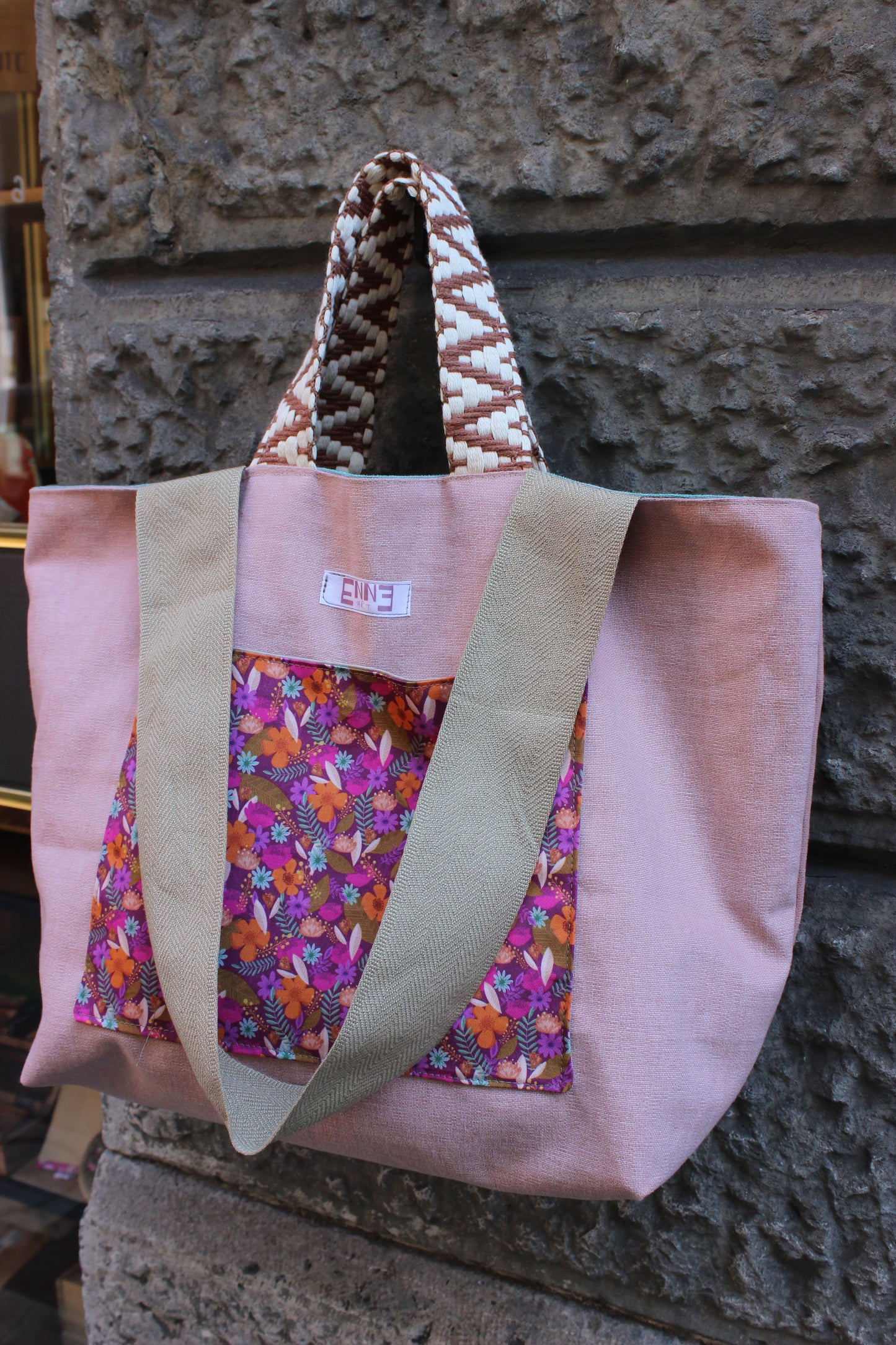 Borsa mare reversibile - campo fiorito