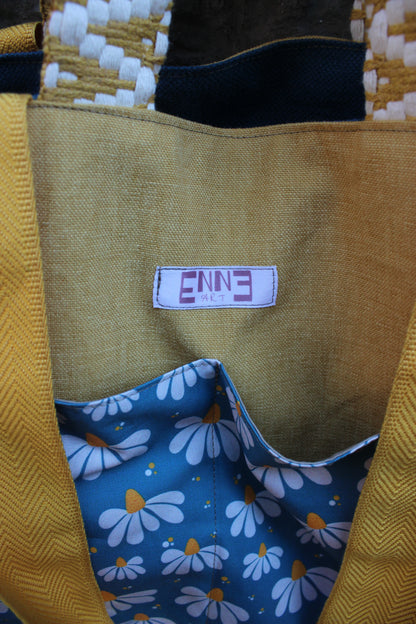 Borsa mare reversibile - gerbere azzurro