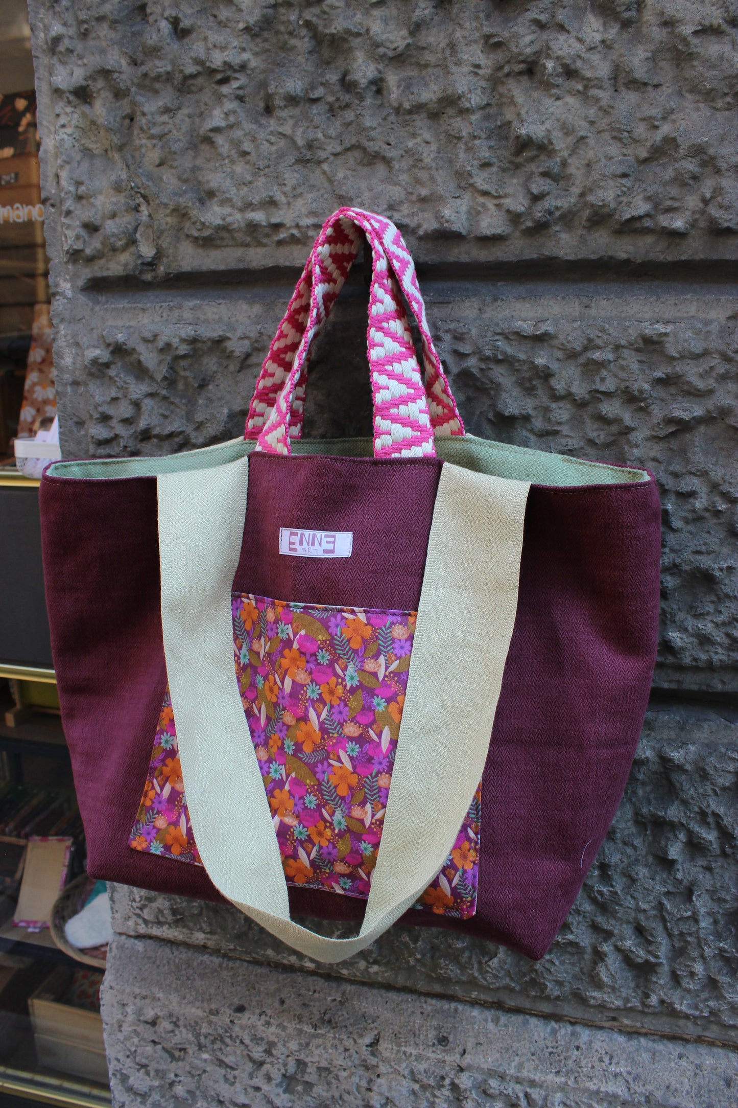 Borsa mare reversibile - campo fiorito