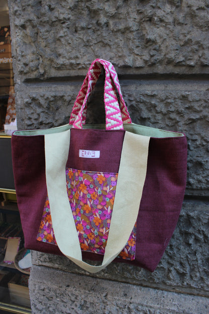 Borsa mare reversibile - campo fiorito