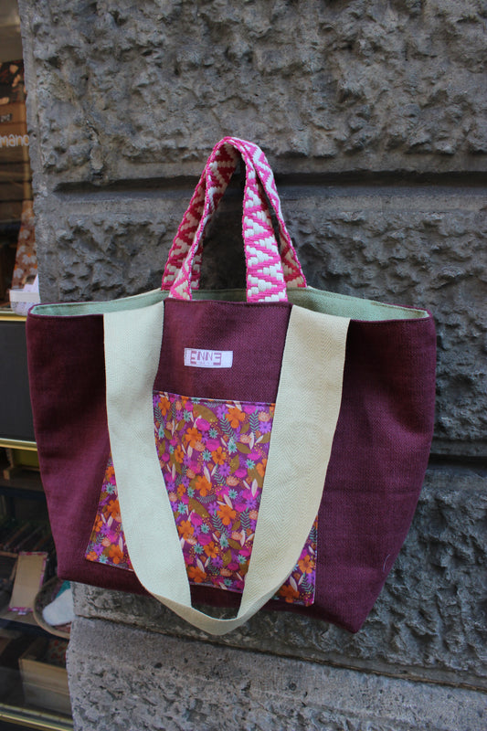 Borsa mare reversibile - campo fiorito