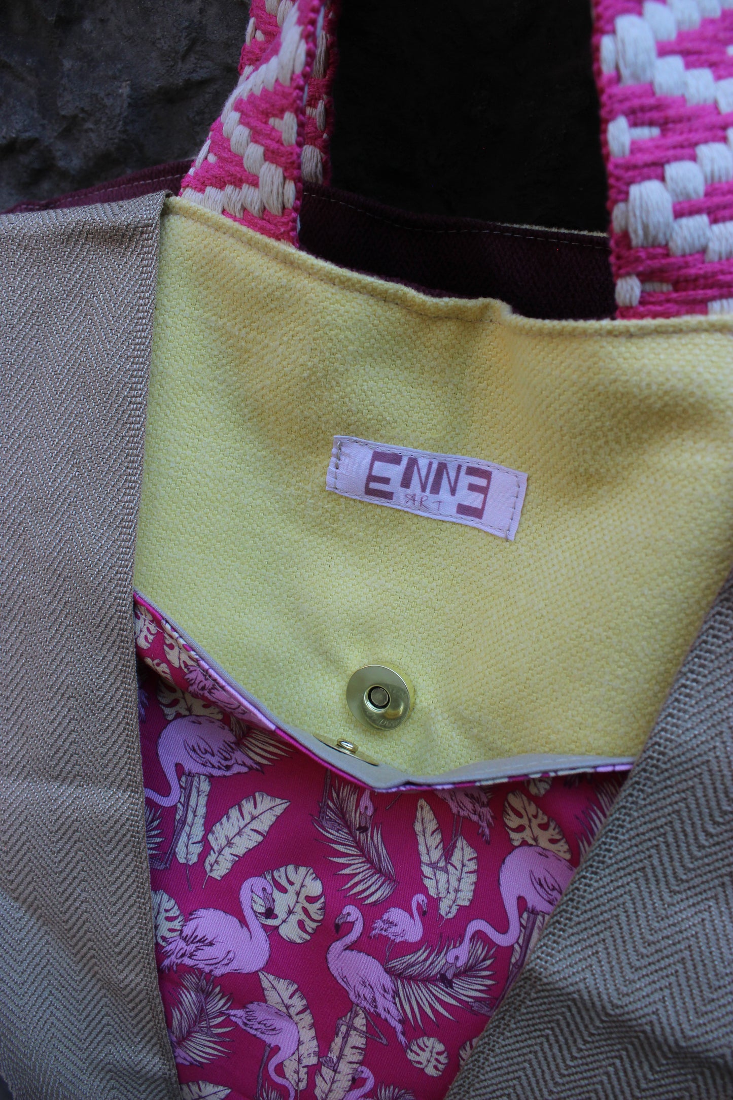 Borsa mare reversibile - flamingo fucsia