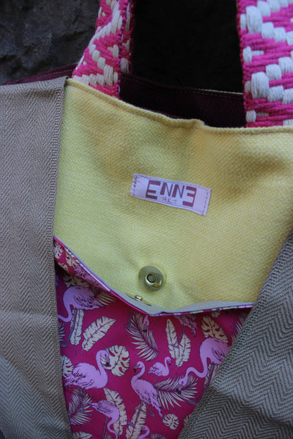 Borsa mare reversibile - flamingo fucsia