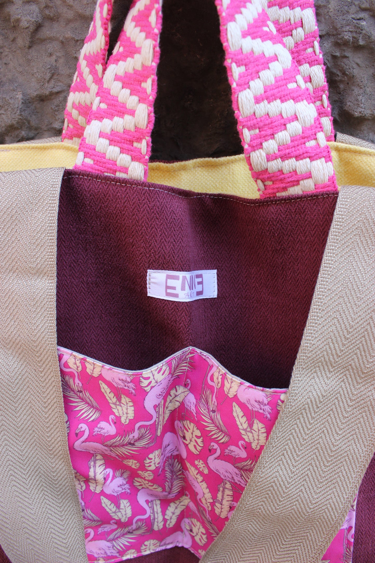 Borsa mare reversibile - flamingo fucsia