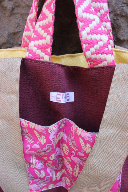 Borsa mare reversibile - flamingo fucsia