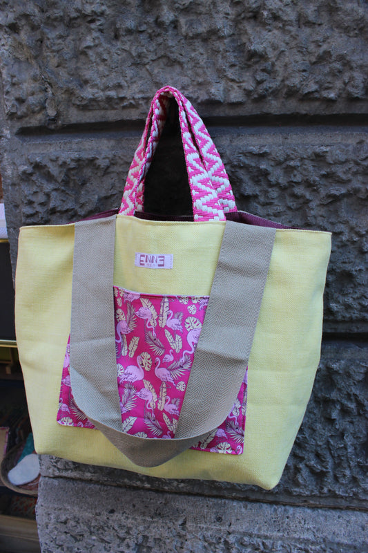 Borsa mare reversibile - flamingo fucsia