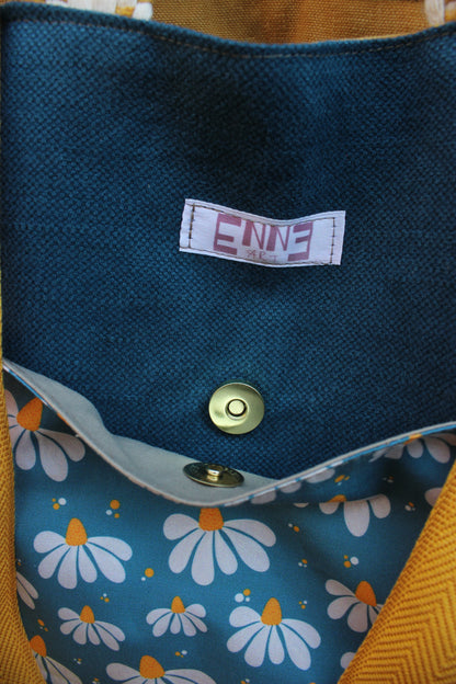 Borsa mare reversibile - gerbere azzurro