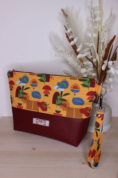 Pochette in cotone e similpelle