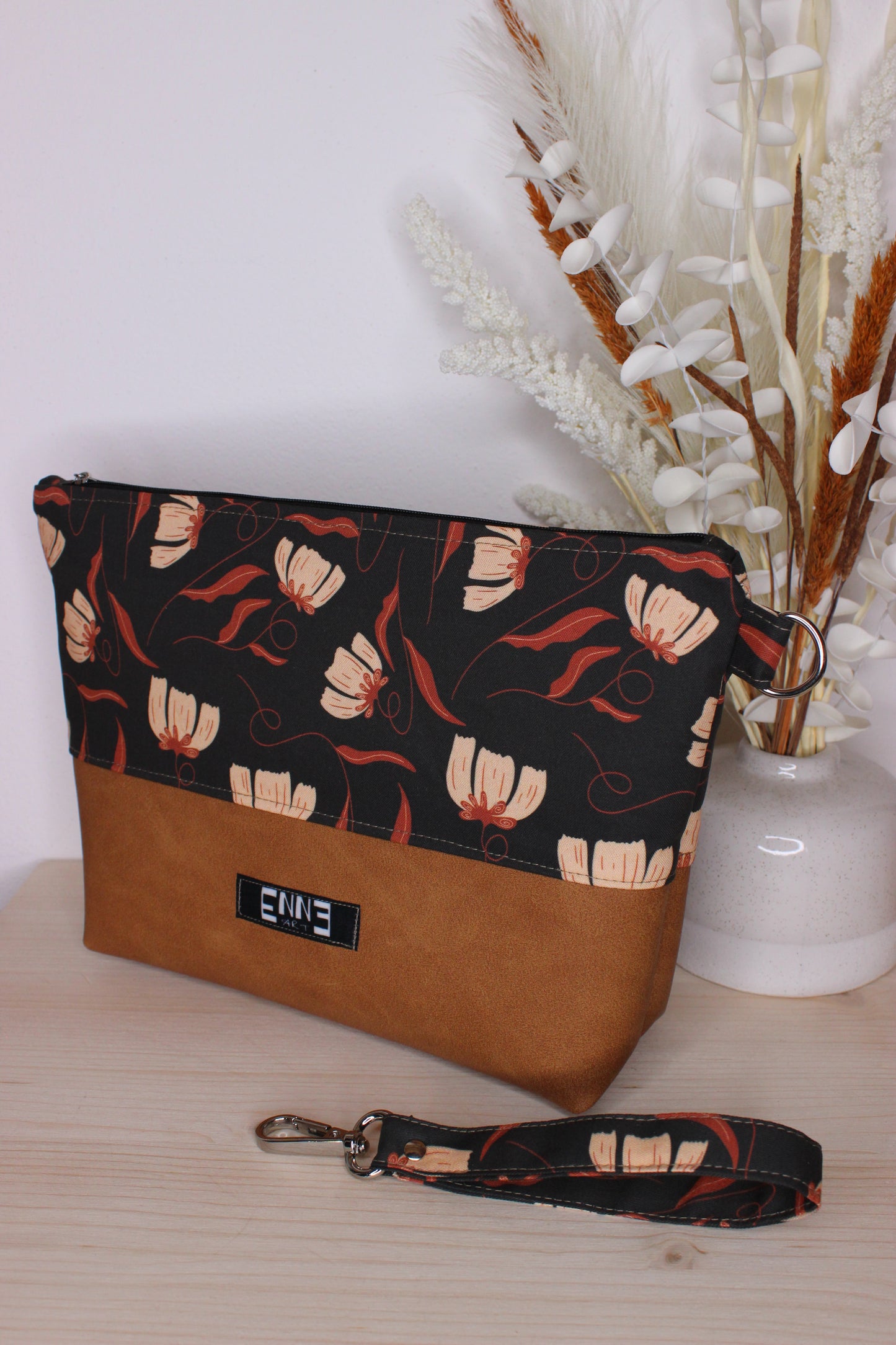 Pochette in cotone e similpelle