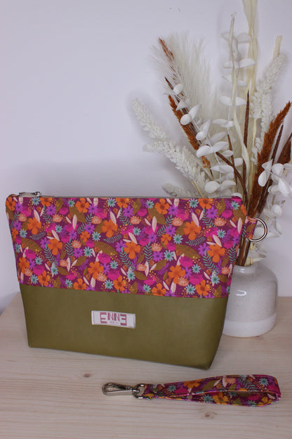 Pochette in cotone e similpelle